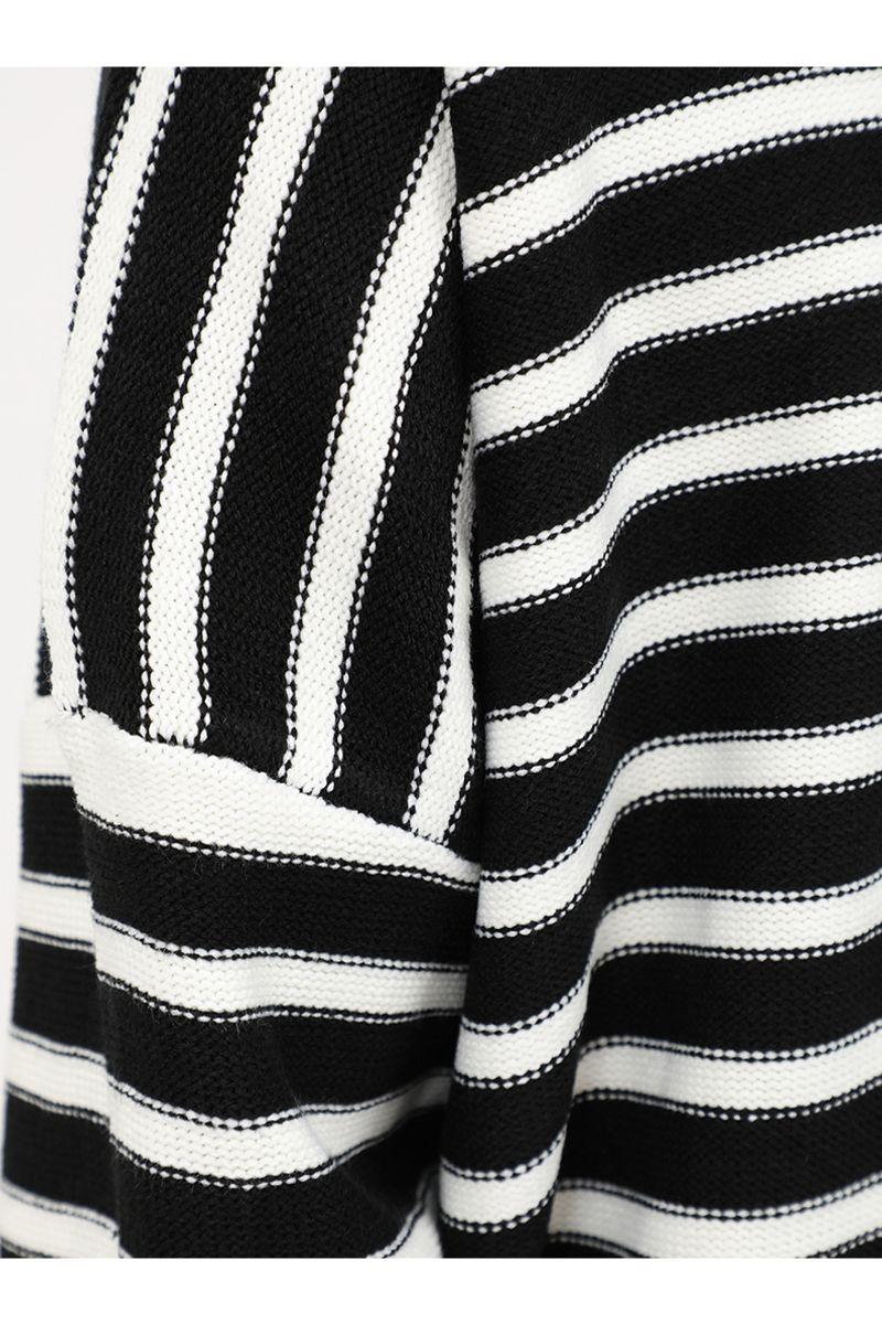 CZ Striped Ripped Sweater
