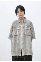 CZ Washed Ripped Button Up Shirt