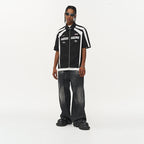 Splicing Irregular Racing Logo Shirt