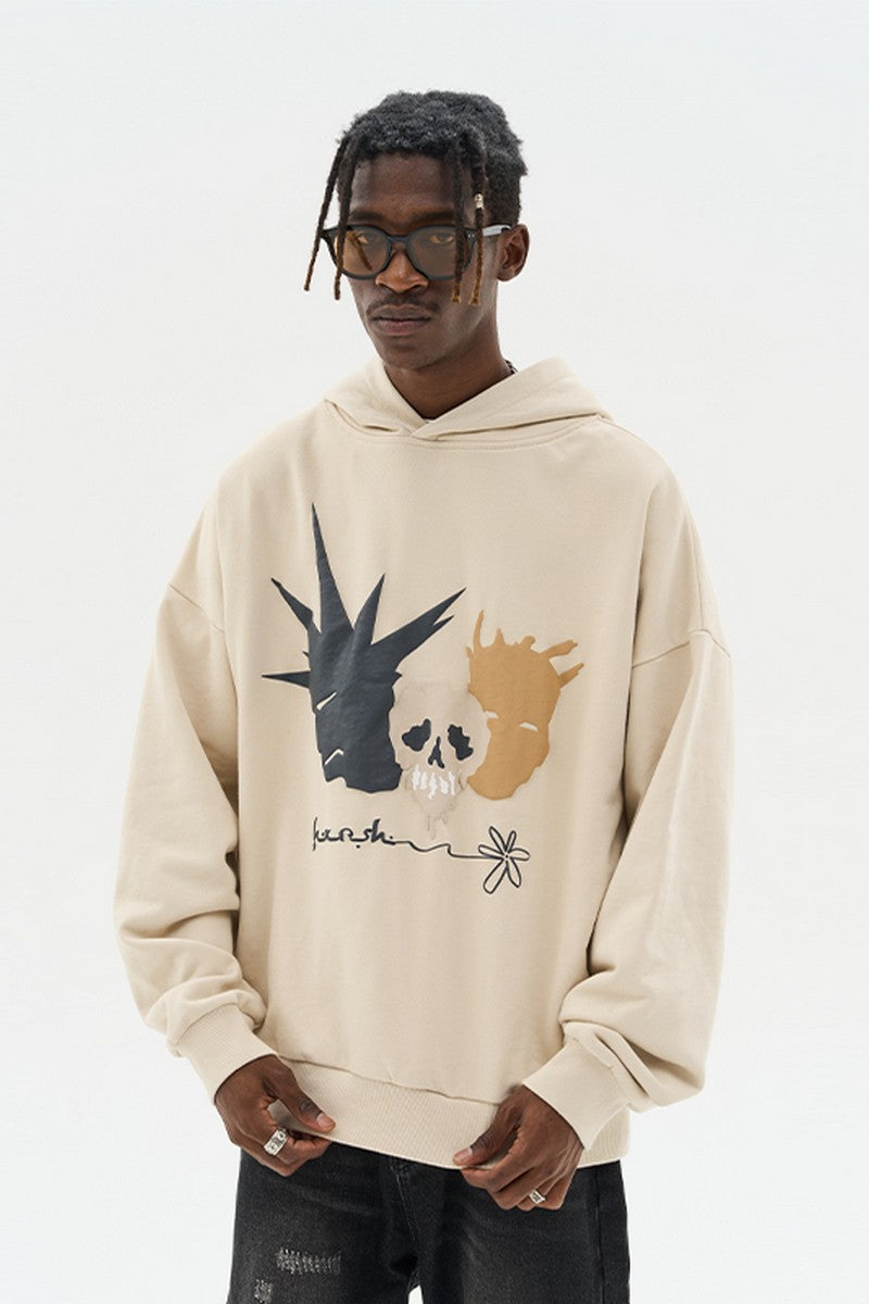 Painted heads Foam Printed hoodie