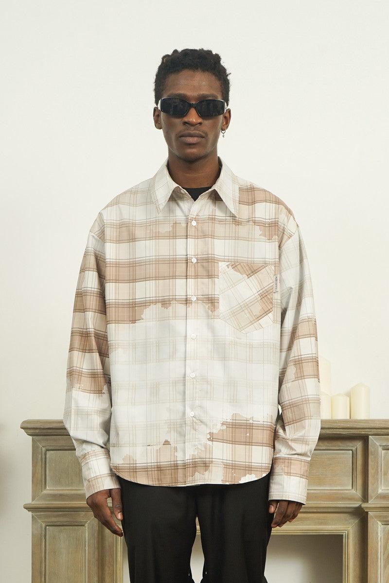 Empty Reference Faded Plaid Long Sleeve Shirt