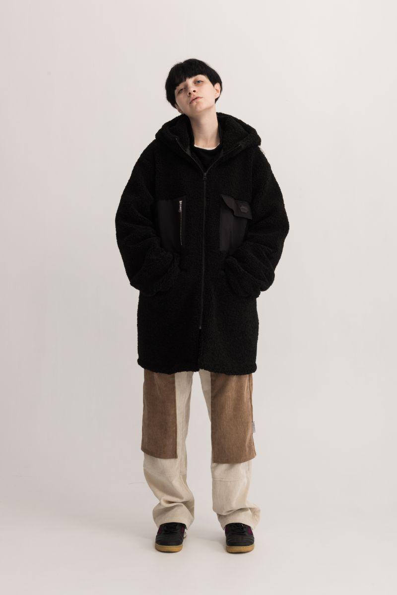 Empty Reference Black Sherpa Hooded Coat
