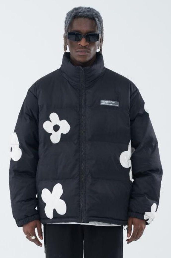 Handpainted Flowers Down Jacket - US Only