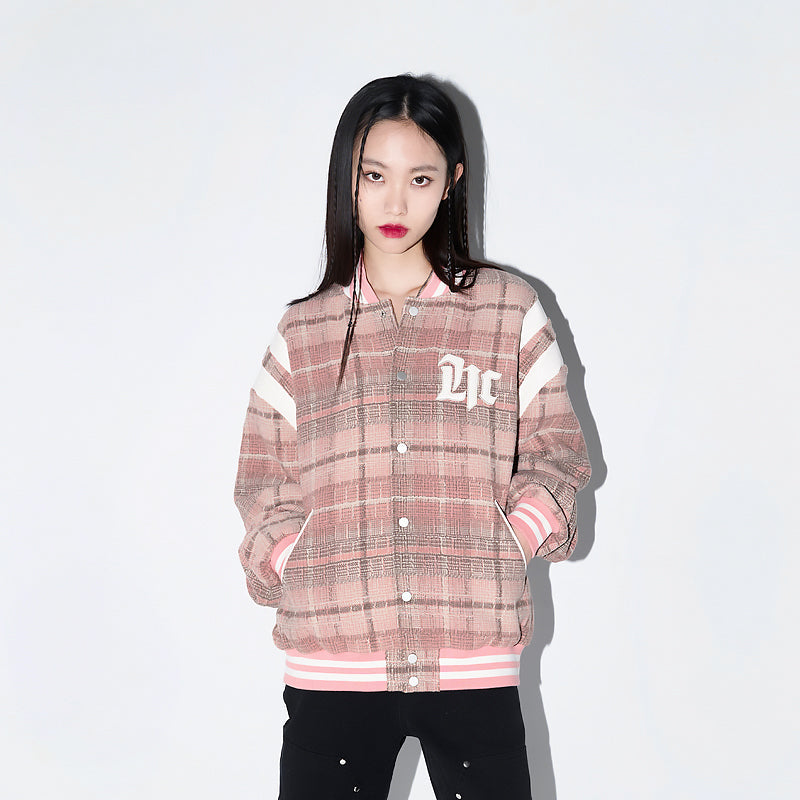 H/C Embroidered Leather Gothic Logo Flannel Jacket