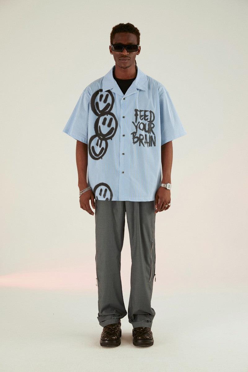 Empty Reference Smiley Graffiti Print Cuban Shirt