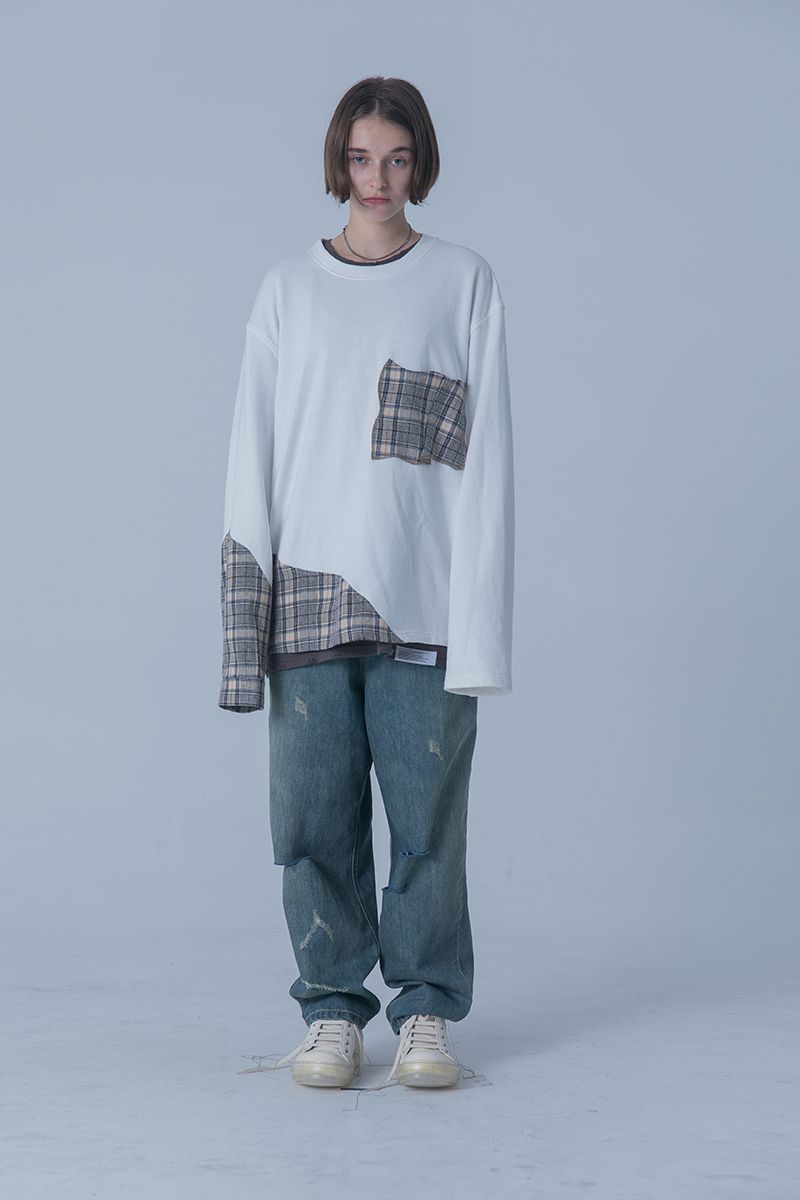 THINGY Retro Stitched Checkered Sweater