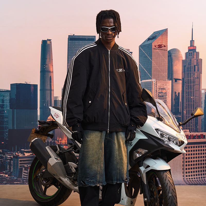 Striped Metal Logo MA-1 Jacket