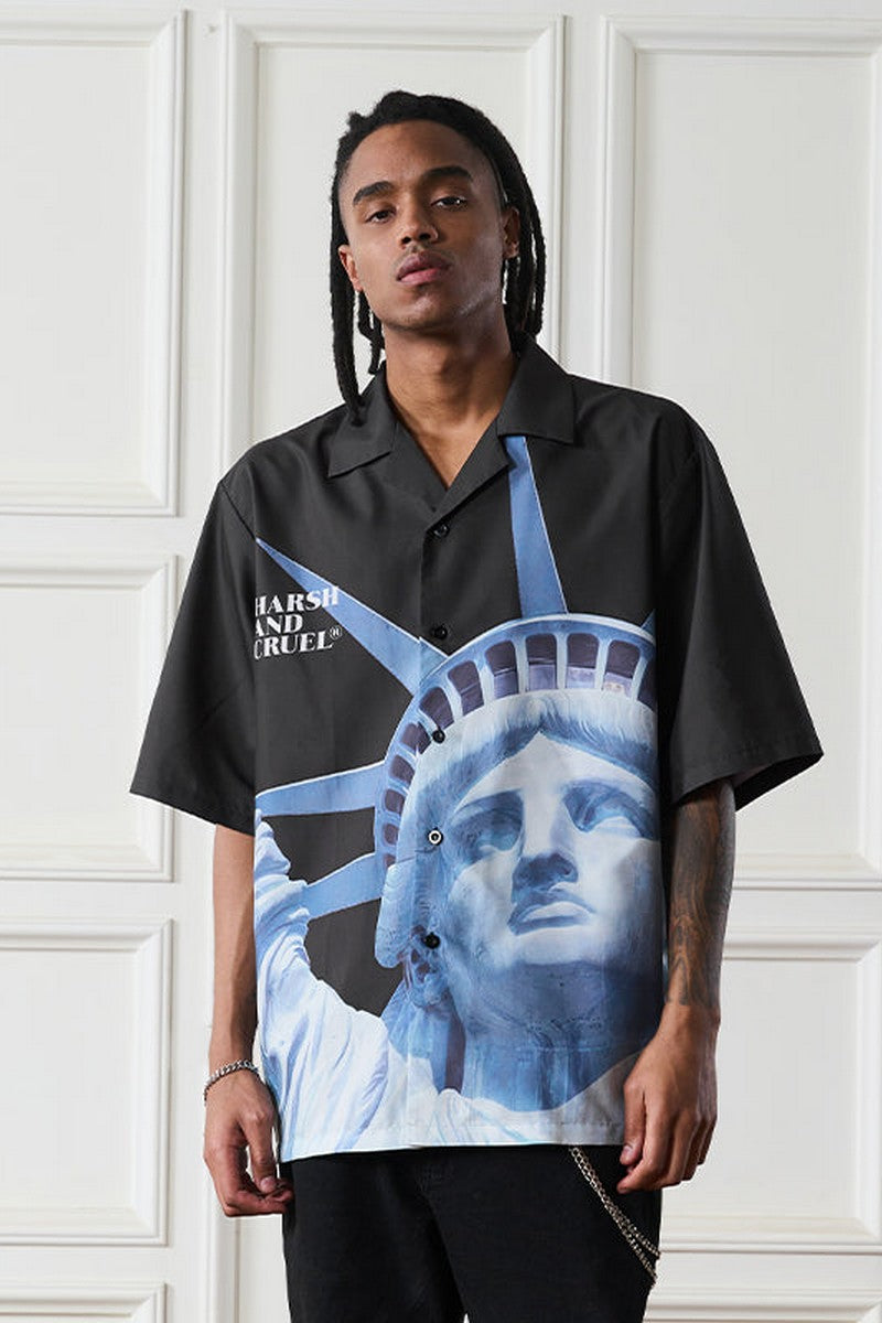 Statue of Liberty printed Cuban Shirt