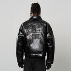 Embroidered Logo Leather Motor Jacket