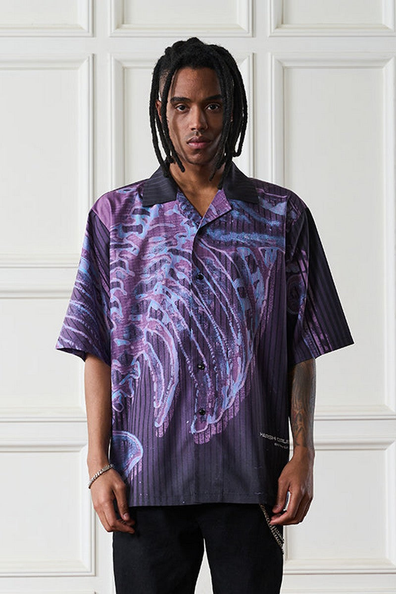 Cyber Skeleton Full Print Cuban Shirt
