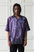 Cyber Skeleton Full Print Cuban Shirt