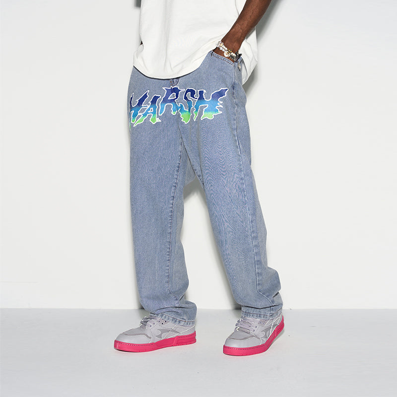 Gradient Logo Loose Jeans