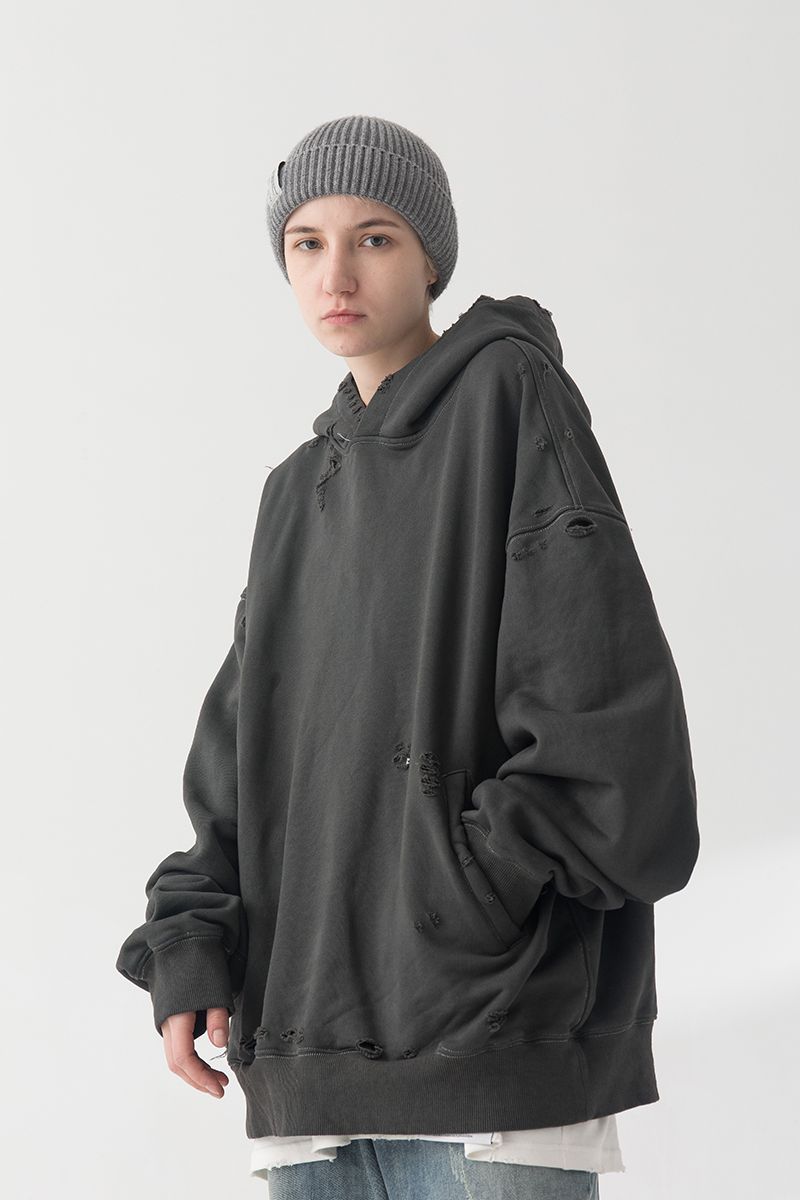 THINGY Distressed Dark Hoodie