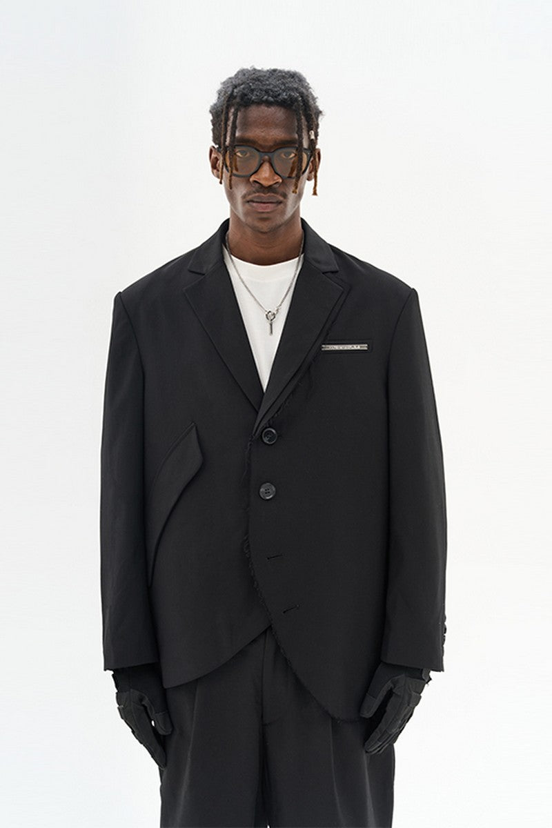 Asymmetric Pocket Deconstructed Suit jacket