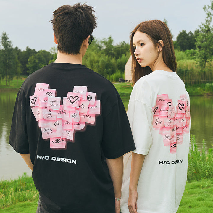 Stickers Heart Printed Tee