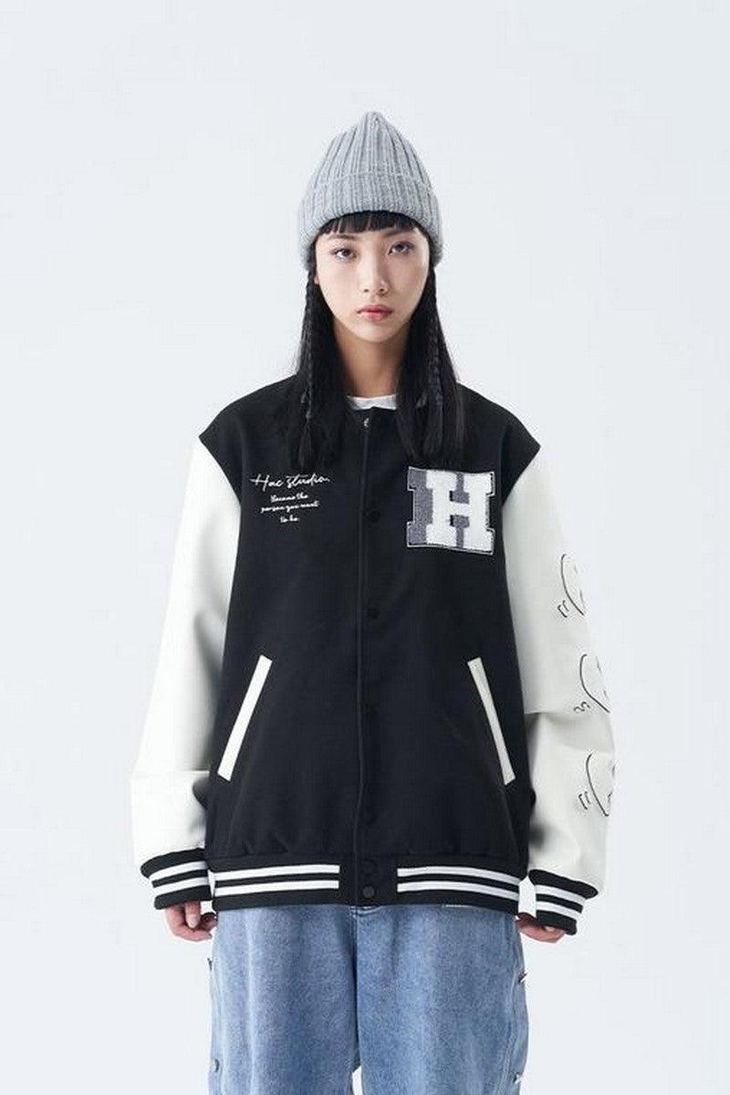 H/C Embroidered Broken Hearts Varsity Jacket - UK Only