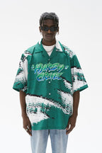 H/C Gradient Logo Brush Printed Cuban Shirt