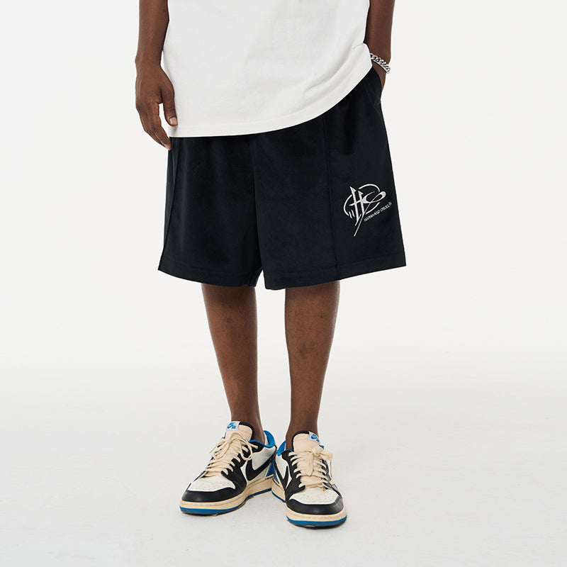 Embroidered Boxing Logo Velvet Shorts