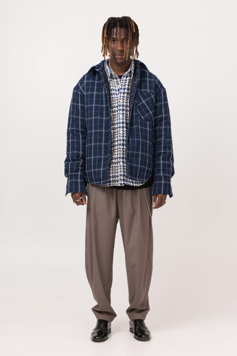 Empty Reference Blue Checkered Shirt Heavy Jacket