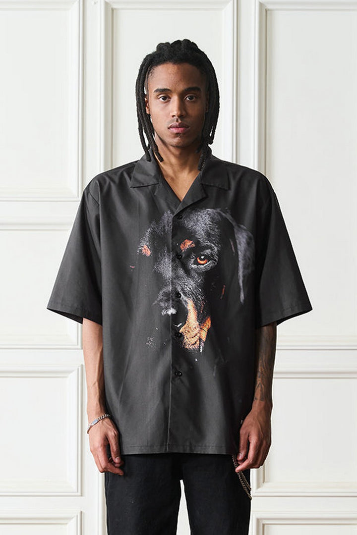 Rottweiler Printed Cuban Shirt