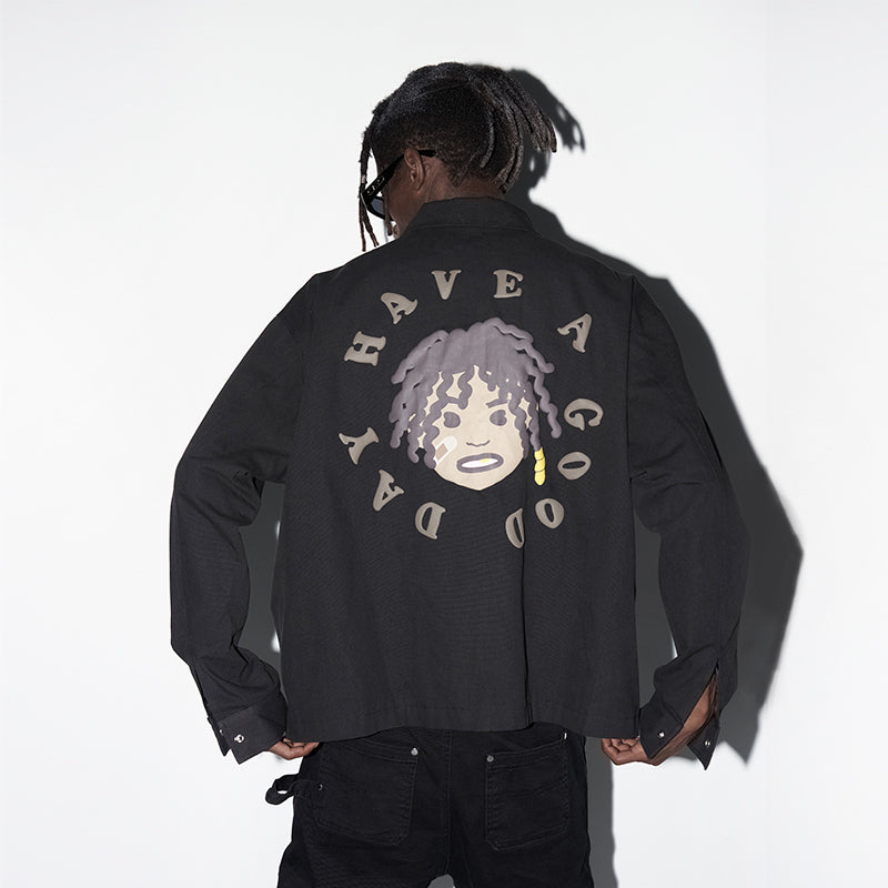 H/C Cartoon Face Foam Print Jacket
