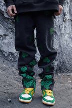 STEEPC Flower Embroidered Straight Jeans