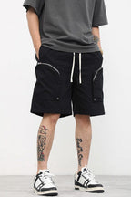 CZ Zipper Pockets Loose Shorts
