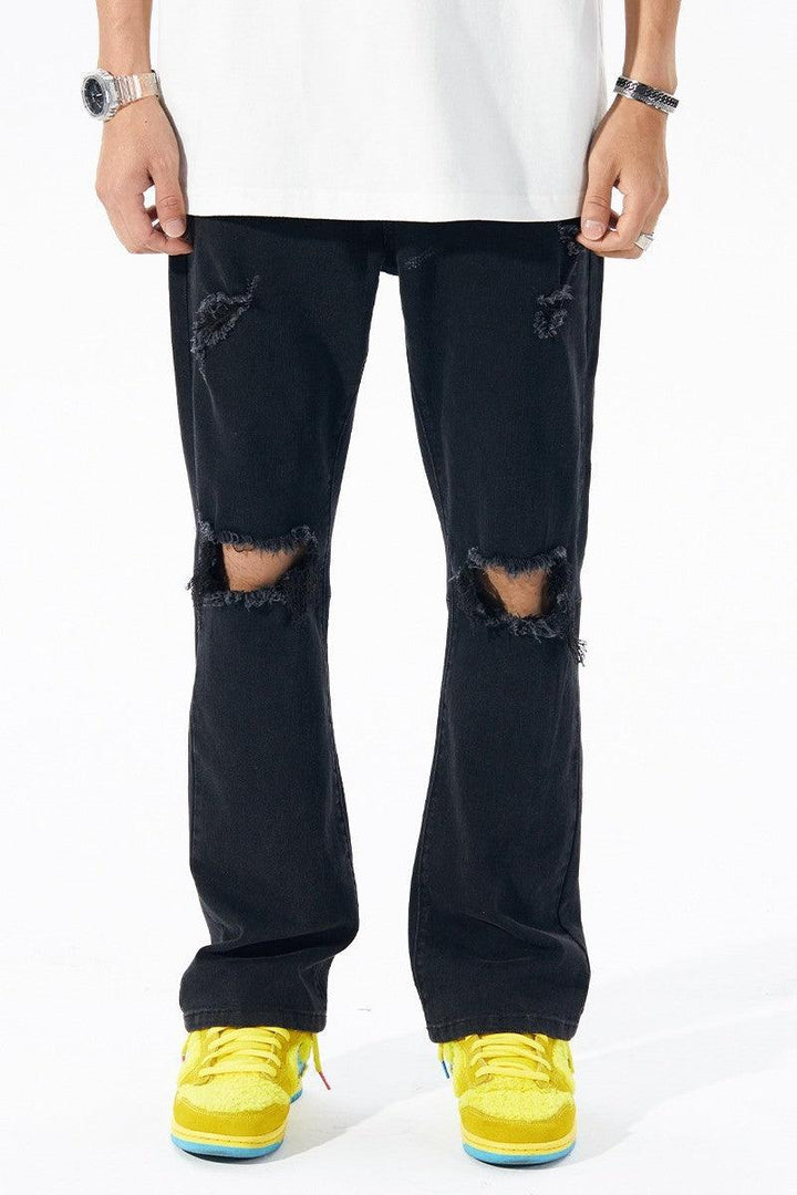 Distressed Washed Flared Jeans