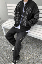 CZ Embroidered Retro Varsity Jacket