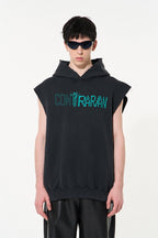 Screw Print Sleveless Hoodie