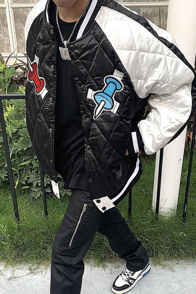 CZ Embroidered Logo Padded Varsity Jacket
