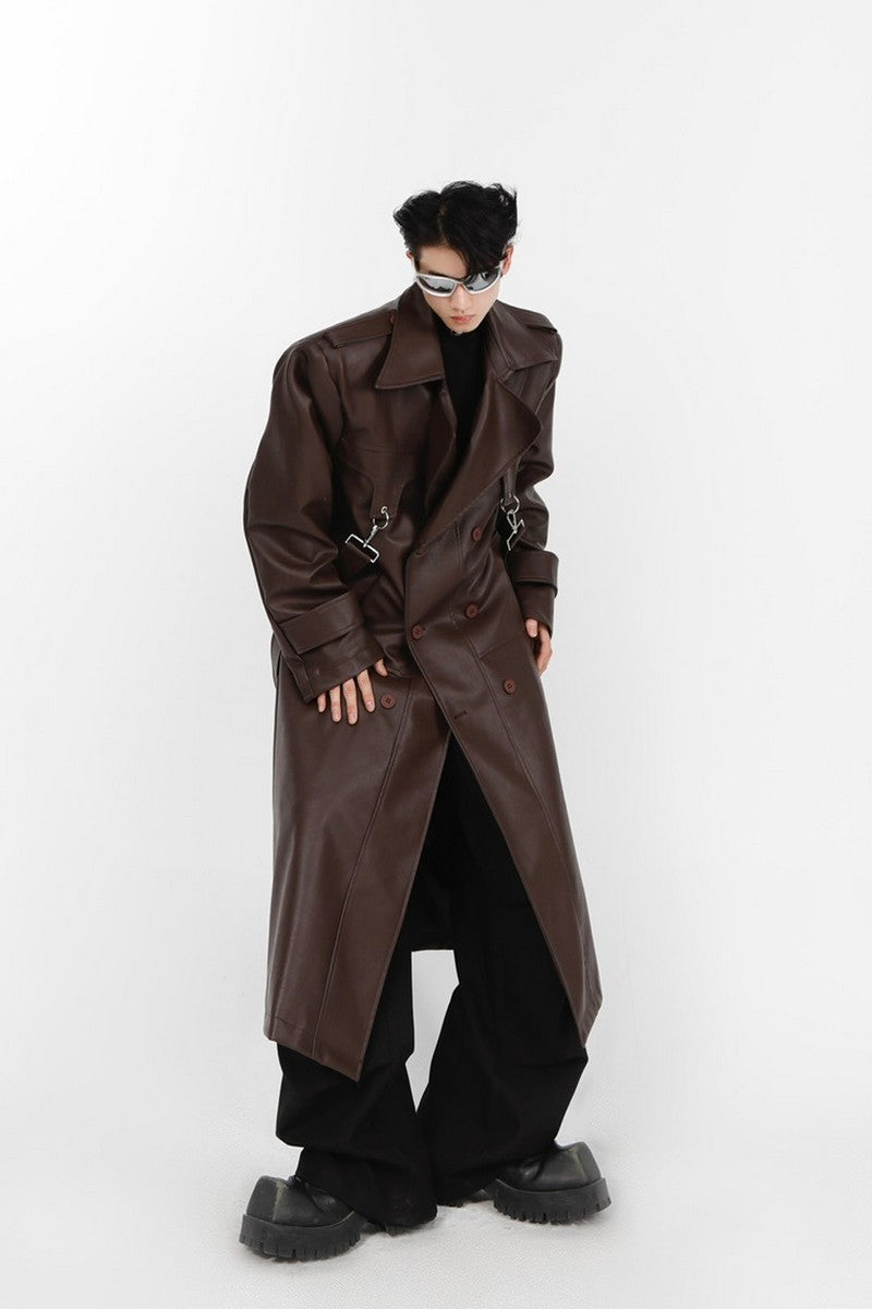 PU Leather Layered Coat