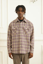Empty Reference Plaid Woolen Shirt Jacket