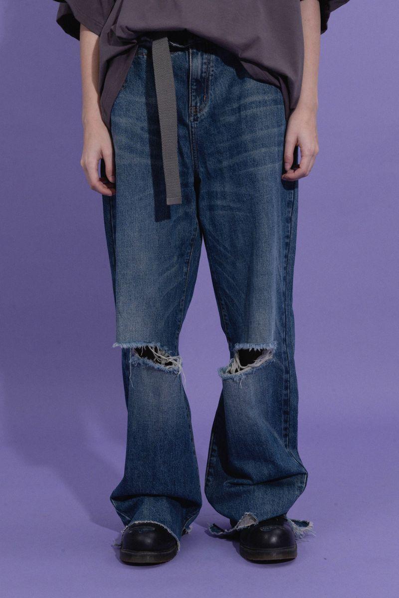 Irregular Cut Straight Jeans