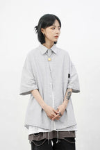CZ Ripped Striped Button Up Shirt
