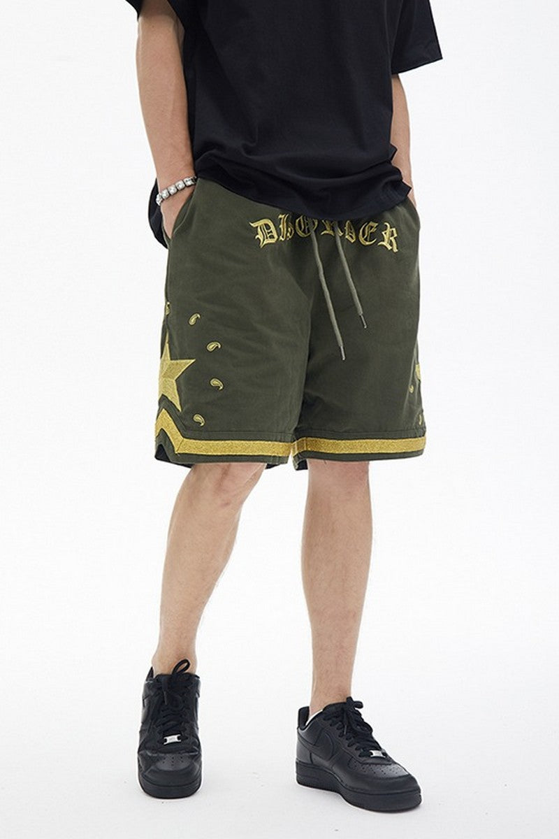 CZ Disorder Embroidered Shorts