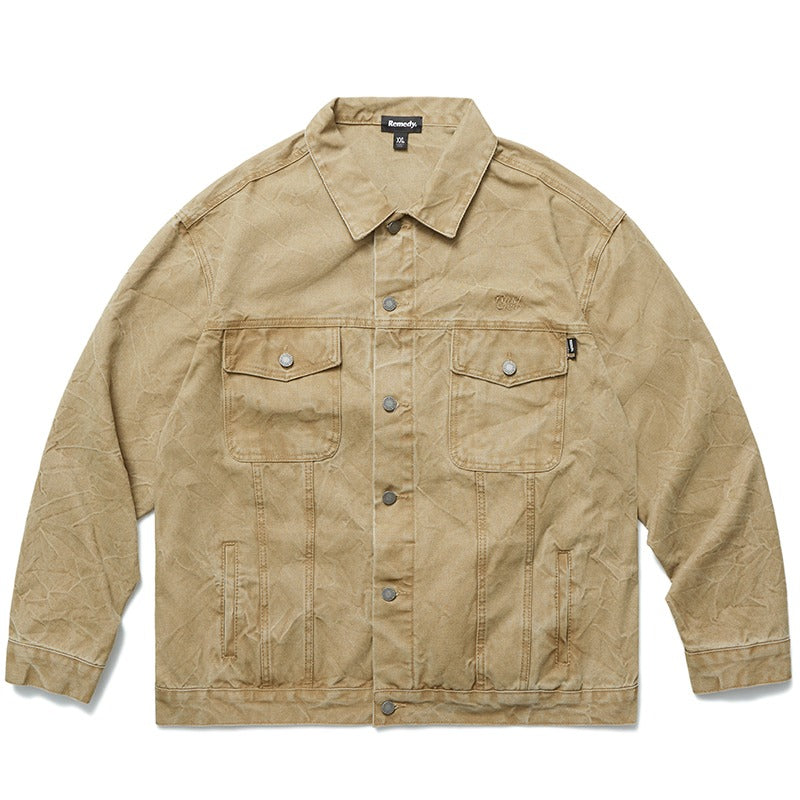 RMY Pleated Washed Denim Jacket