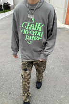 CZ Talk Later Print Sweater