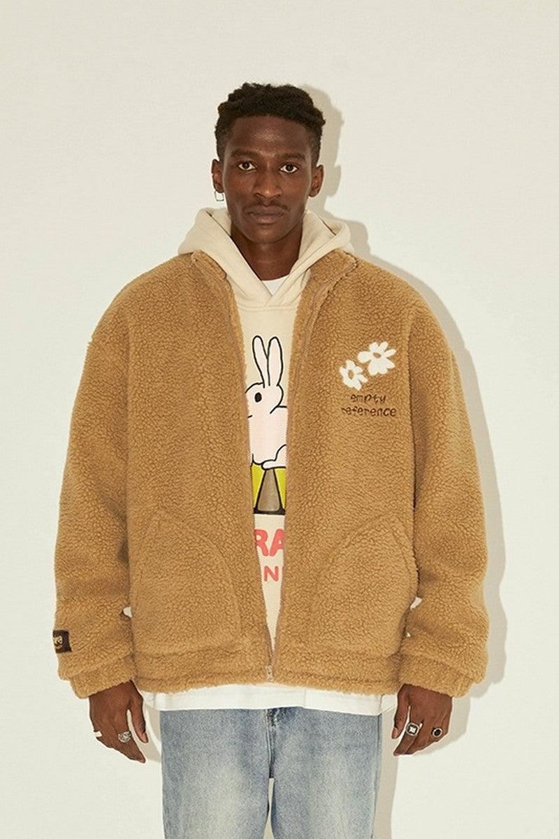 Empty Reference Camel Flowers Sherpa Jacket