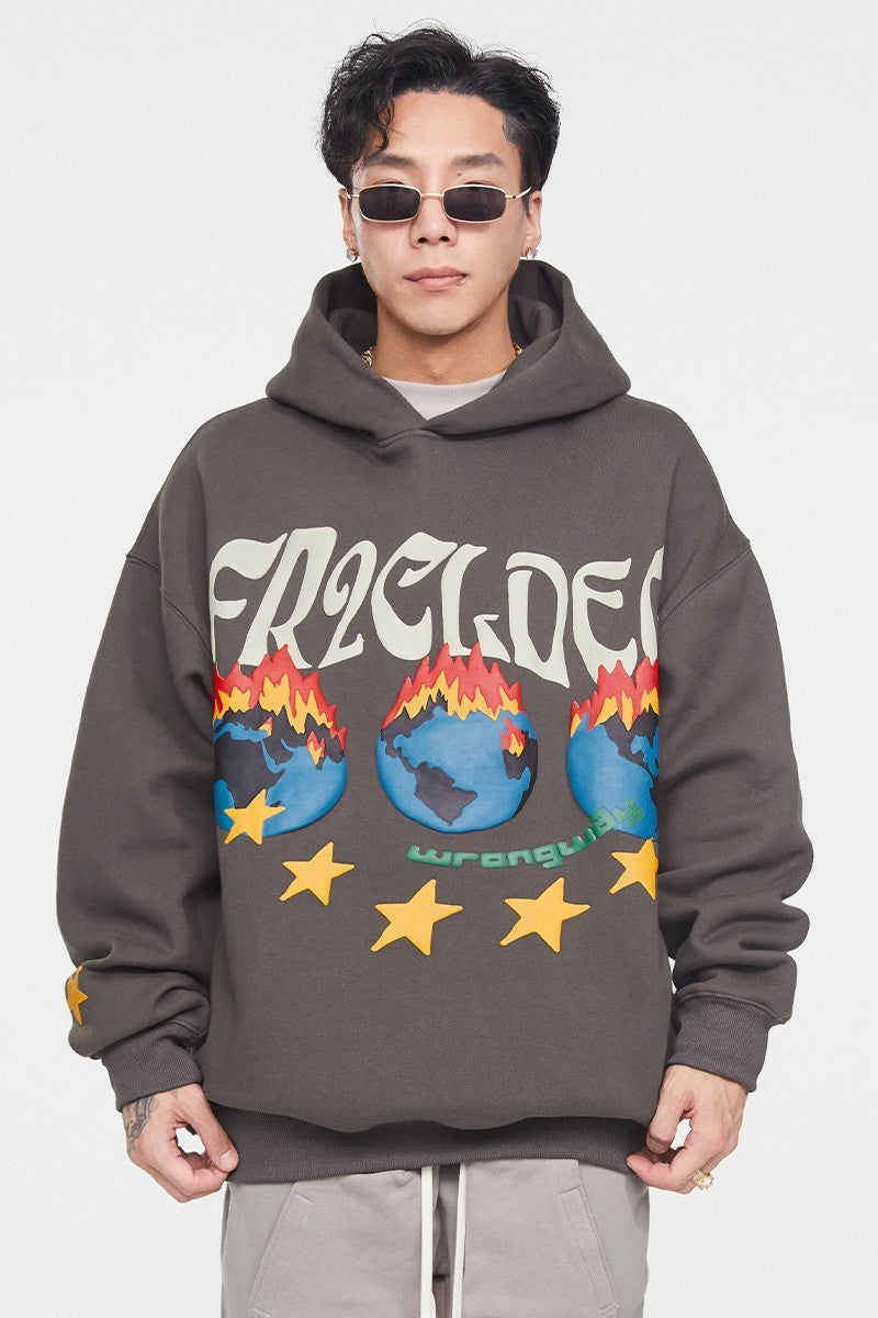 F2CE World on Fire Foam Print Hoodie
