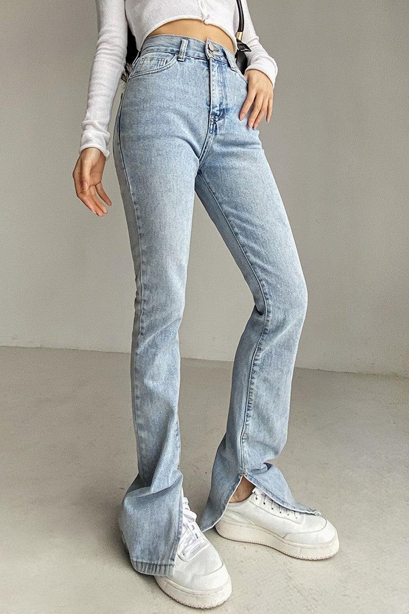 CZ Tight Flared Slit Jeans
