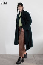 Mix7 Herringbone Asymmetrical Woolen Coat