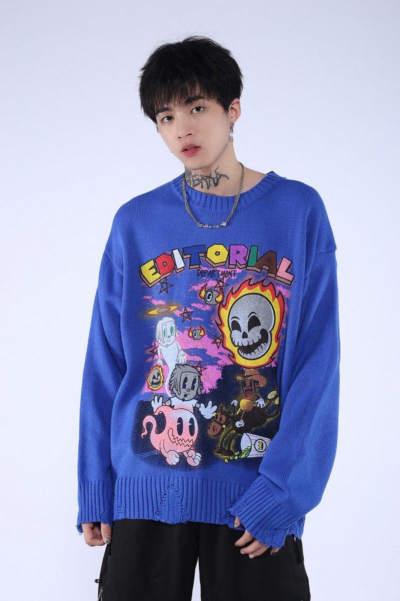 CZ Halloween Cartoon Logo Knit Sweater