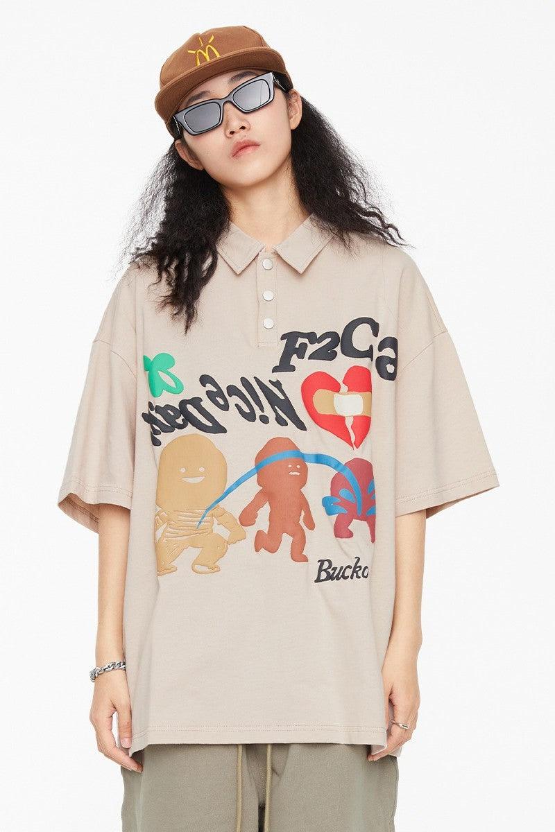 F2CE Foam Print Graffiti Polo Shirt
