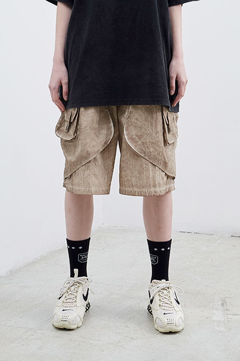 STEEPC Heavy-Washed Loose Shorts