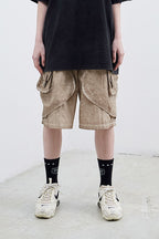 STEEPC Heavy-Washed Loose Shorts