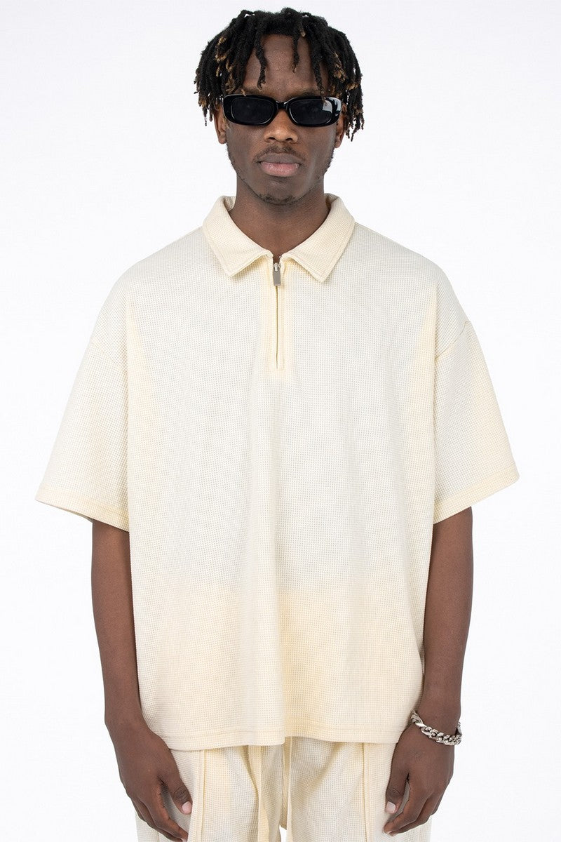 CZ Zipper Waffle Polo