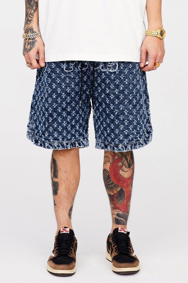 F2CE Embroidered Logo Jeans Shorts