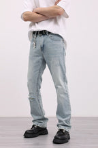 Retro Distressed Straight Jeans