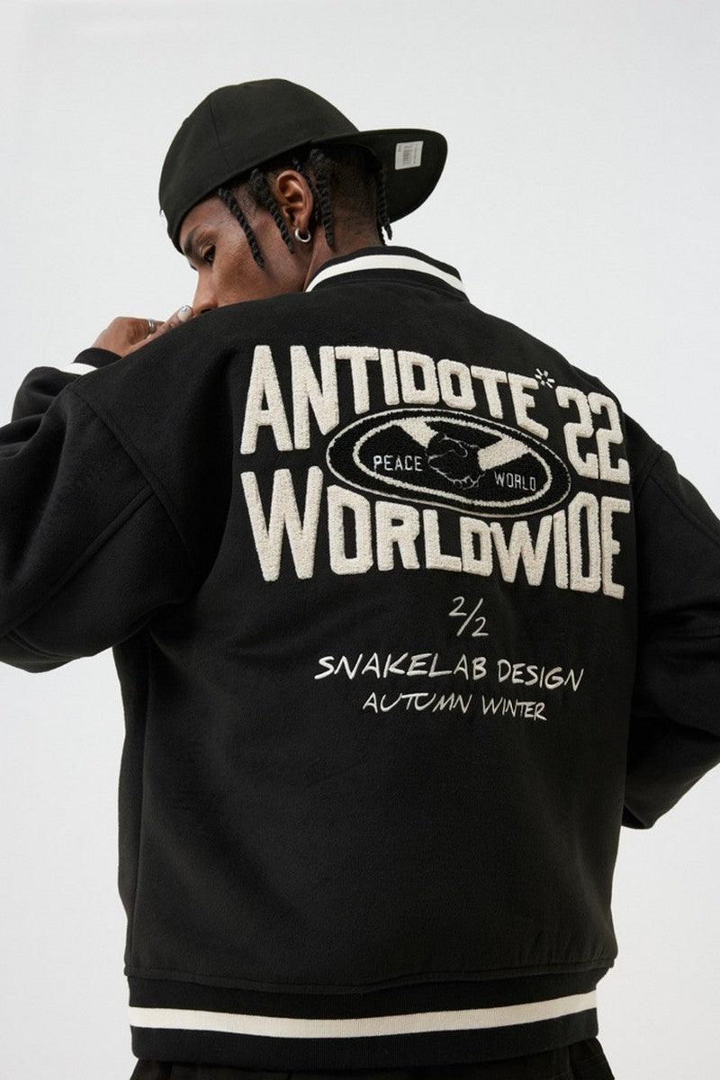ANT Logo Woolen Embroidered Varsity Jacket